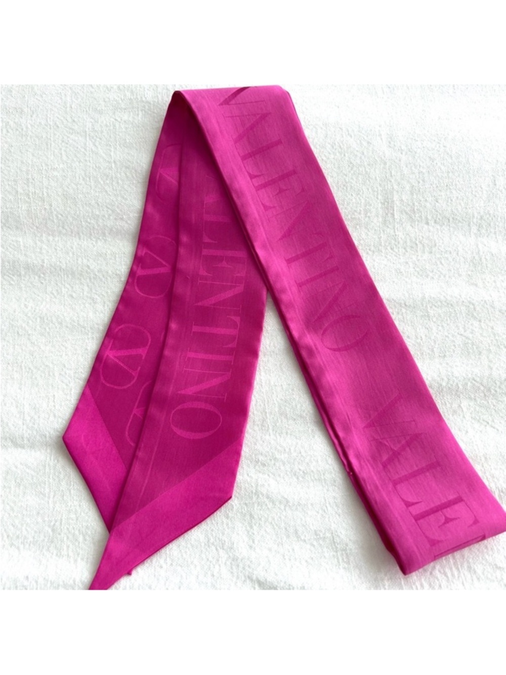Valentino Garavani Limited Edition Silk V-Logo Monogram Bandeau Scarf (Pink)